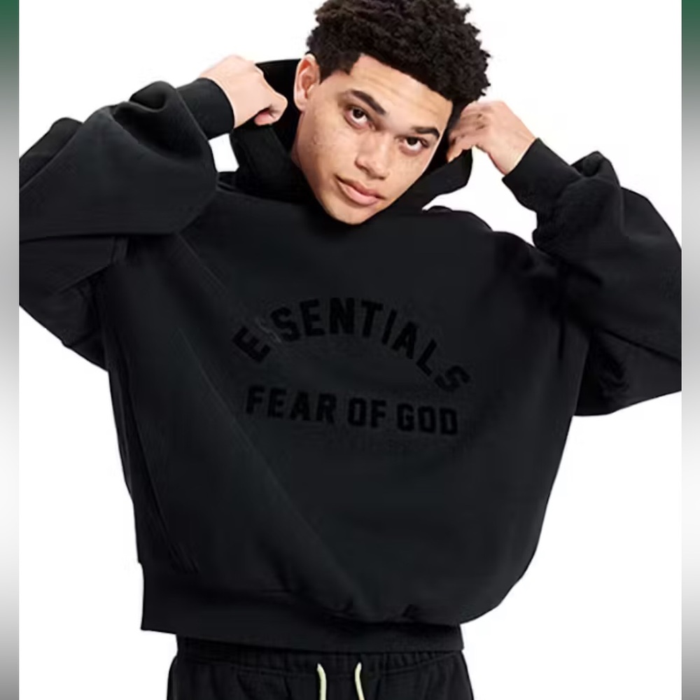 Fear of God Essentials Black Oversized Hoodie
